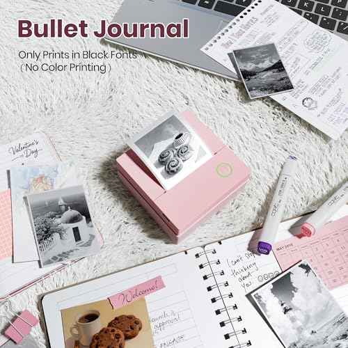 Sticker Printer, PM290C Thermal Mini Printer, Bluetooth Print Pod with 3 Rolls of Paper, Portable Print Pods for Phone & Tablet, Sticker Maker Machine for Notes, Photos, Journal, Rose