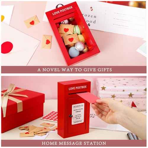 Romantic Love Postbox with 50 Mini Love Notes and Envelopes for Him, Cute Couple Gifts for Boyfriend, LoveLetter, Long Distance Relationship Gifts