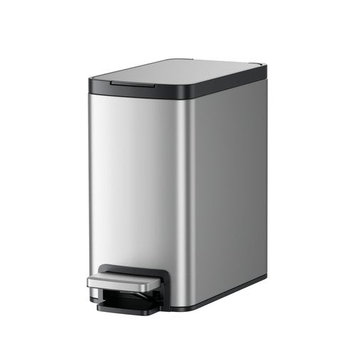 Bscann Bathroom Trash Can with Lid Soft Close, Stainless Steel Garbage Can with Removable Inner Bucket,Step Trash Can for Bathroom,Bedroom,Office(6 Liter / 1.6 Gallon)