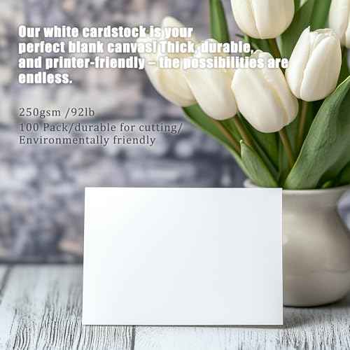 100 Pack 4x6 White Cardstock, 92lb/250GSM Heavyweight Blank Cards, Thick Card Stock for Wedding Invitations, Thankyou Cards, Postcards