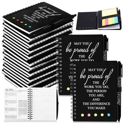 48 Pcs 24 Set Employee Appreciation Gift Bulk Rad Tech Week Inspirational A6 Notebook Pen Sticky Notepad Coworker Nurse Practitioner Christmas Party Favor Office Supplies(Black)