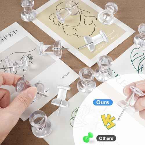 30 PCS Jumbo Push Pins for Bulletin Board, Large Thumb Tacks for Wall, 1.81 Inch, Giant Clear Thumbtacks, Pin Tacks for Cork Board Hanging Maps Photos Posters Calendar, Office School Supplies