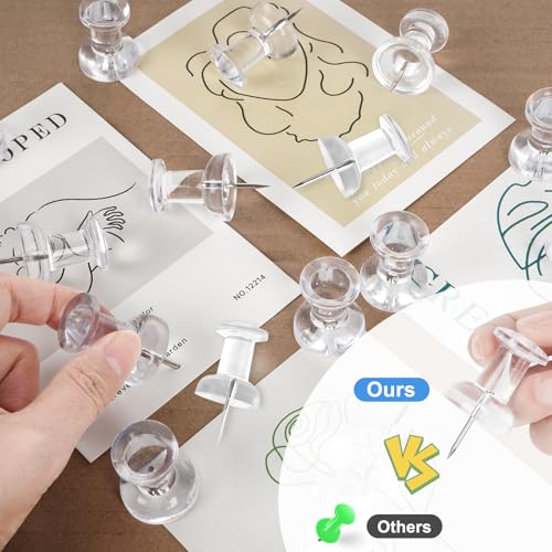 DANRONG 30Pcs Jumbo Push Pins for Bulletin Board - Clear, Large Thumb Tacks, 1.81in