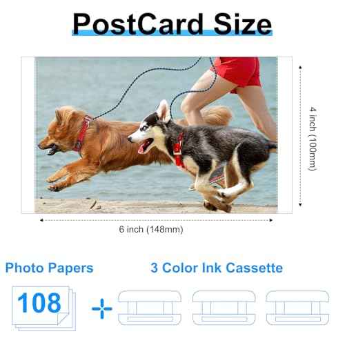 Compatible for Canon Selphy CP1500 Ink and Paper KP-108IN 3 Color Ink Cartridges & 108 Sheets 4x6 Photo Paper Glossy for Canon Selphy CP1300,CP1500,CP1500,CP1000, CP910, CP900 Compact Photo Printers