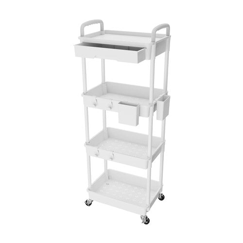 4 Tier Rolling Utility Cart with Drawer,REBECAT Utility Cart Made of Multifunctional Storage Organizer Tool for Kitchen,Bathroom,Living Room,Office(Gray)