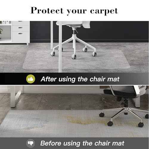 Office Chair Mat for Carpet: 36" x 48" Plastic Heavy Duty Computer Desk Mats with Lip for Low Flat and No Pile Carpeted Floor - Clear Rug Pad for Rolling Chairs Office Work Home Gaming Rectangle