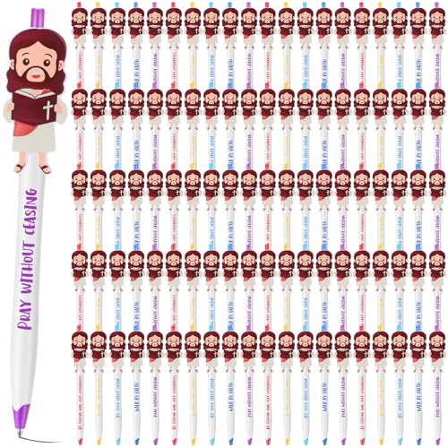 200 Pcs Christian Jesus Pens Bulk, Bible Verse Ballpoint Pen for Kids, Cute Jesus Ballpoint with Inspiring Quote, Religious Church Gift for Operation Christmas Box, Christmas Stocking
