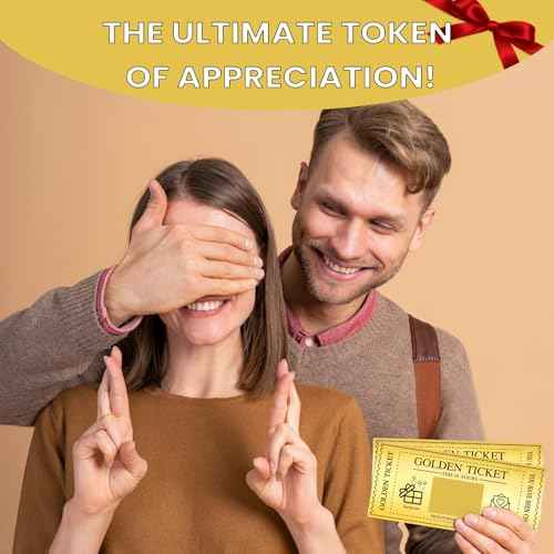 6 Sets Golden Ticket with Envelopes, Scratch off Card Surprise Gift Reveal, Card as Perfect for Birthday Card Wedding Card Concert Ticket Cinema Voucher Raffle Gift