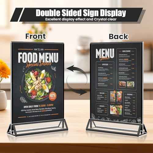 15 Pack Acrylic Sign Holder 5x7, Wedding Black Frame Table Number Holders Vertical, Clear Picture Frames Flyer Stands Tables Menu Holder, Double Photo Paper Display Holder for Party, Home, Office