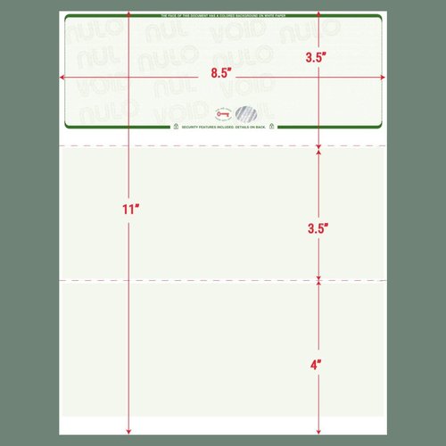 Voqado Blank Hologram Top Computer Checks, Blank Top Hologram Laser Checks with Perforated Vouchers (250 Single Checks, Green)