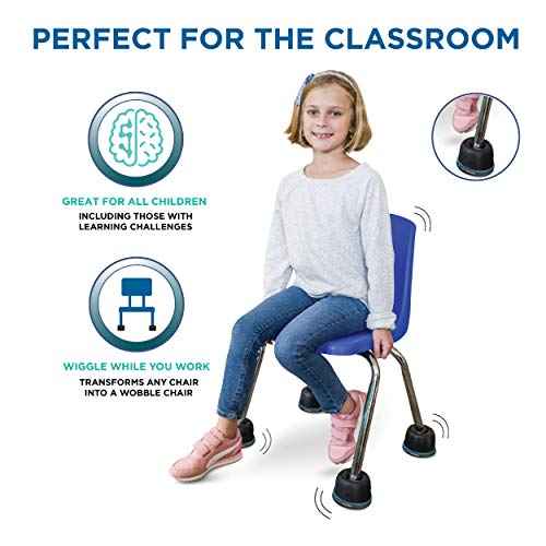 Bouncyband Wiggle Wobble Chair Feet ? Transform a Standard School Chair into a Wobble Chair ? Chair Feet for Classroom Help Improve Concentration and Calm Children Aged 3+