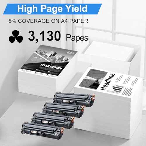 Compatible Toner Cartridge Replacement for Canon 137 Black Toner Cartridge 137 CRG137 Work for ImageCLASS MF236n D570 MF232w F242dw MF244dw MF247dw MF249dw MF240 MF230 MF210 (Black, 4-Pack)