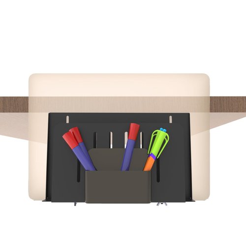JINGCHENGMEI Desk Side Storage Organizer, Steel Under Desk Laptop Mount, Depth Adjustable Hanging File Organizer, Drilling Laptop Storage Holder with Magnetic Pen Holder for Office or Home