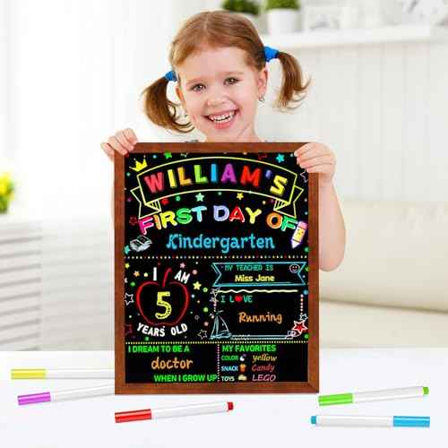 First and Last Day of School Double Sided Sign with Frame- 14¡±x11¡± Reusable Dry Erase Board - Back to School Supplies for Kindergarten Preschool