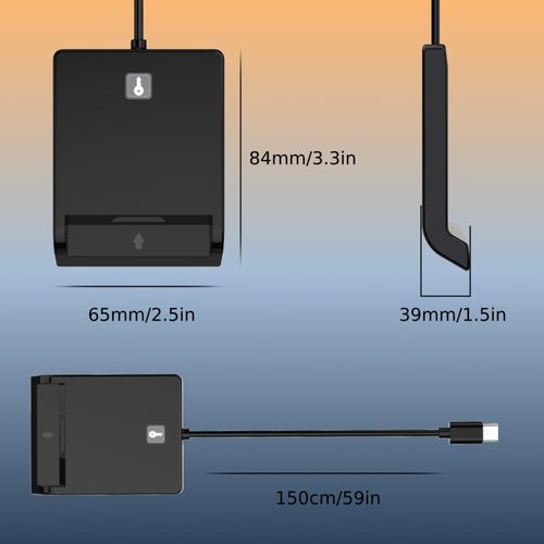 Contact Smart Card CAC Reader - USB C & A | DOD Military Compatible with Windows, Mac OS, Linux