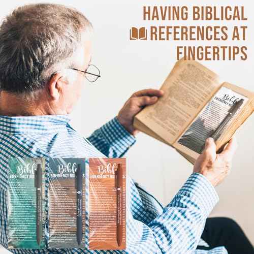 200 Set Christian Church Gifts 200 Bible Verse Pens Bulk 200 Bible Emergency Numbers Bookmarks Religious Pens Church Visitors Gifts for Men Women(Natural Colors,Scenery Style)