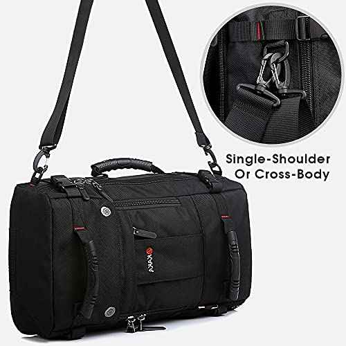 KAKA Travel Backpack,Camping Bag Water Resistant Flight Approved Weekender duffle backpacks Hiking Rucksack for Men Women (Black upgrade)