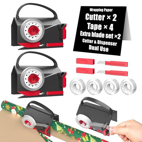 Black Wraprocut Wrapping Paper Cutter & Tape Dispenser 2-Pack for Gift Wrap