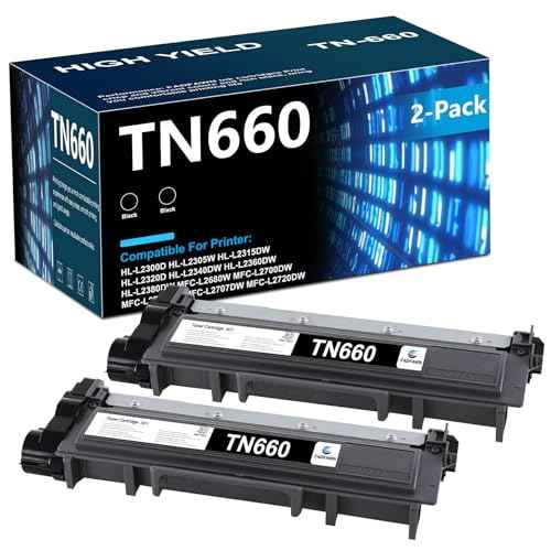 TN660 Black High Yield Toner Cartridge (2-Pack) - Replacement for Brother TN660 Toner Cartridge for HL-L2300D HL-L2305W HL-L2315DW HL-L2320D HL-L2340DW HL-L2360DW HL-L2380DW MFC-L2680W Printer