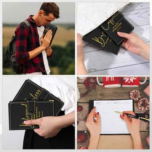 Spakon 10 Sets Christian Gifts Bulk Church Leather Notebook with Pen Pastor Appreciation Gifts Clergy Sunday School Teacher Prayer Journal Religious Bible Study Supplies (Bible Verse)