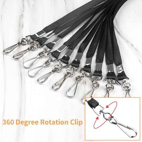 PEASUG Lanyard Bulk, Lanyards for ID Badges & Keys, Flat Neck Lanyard with Badge Clip Swivel Hook