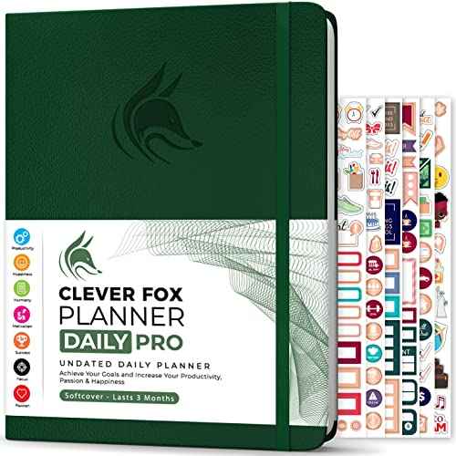 Clever Fox Planner Daily PRO - 8.5 x 11" A4 Size Daily Life Planner and Gratitude Journal to Increase Productivity, Time Management and Hit Your Goals - Undated - Lasts 3 Months (Forest Green)