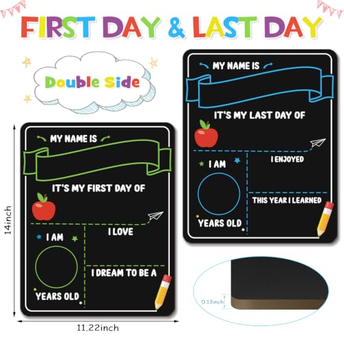 Reusable Double-Sided Back to School Chalkboard with 6 Liquid Chalk Markers - Preschool to 12th Grade