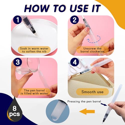 Pencil Style Envelope Sealer Moistener - Set of 8, Letter Sealer Envelope & Stamp Moisteners with Nylon Brush Head Mailing Moistener Wetter Roller for Office or Classroom Use