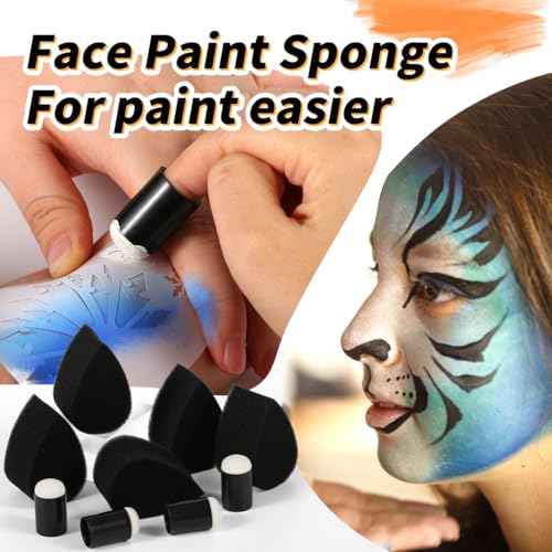 Depvision Paint Brushes Set 12 Pcs Face Paint Brushes and Sponges Set Professional Paint Brushes for Acrylic Painting Acrylic Oil Watercolor Tempera Painting Artist Paintbrush for Kids Adult