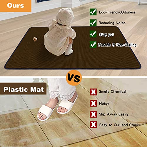 USTIDE Upgraded Office Chair Mat for Hardwood & Tile Floor 35"x47", Computer Desk Gaming Rolling Chair Mat Wood Floor Protector Glue - Free Adhesive Non-Slip Floor Protector for Home Ofiice, Coffee