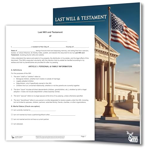 Last Will and Testament Kit 2026 – Attorney-Prepared, 50-State Forms with Instructions, Codicil & Estate Planner (1 Pack) – BUCK U.S.A