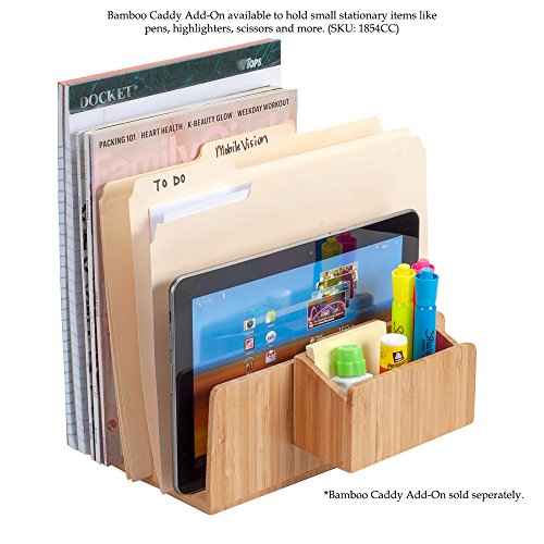 MobileVision Bamboo Desktop File Folder Organizer and Paper Tray, 5 Slots