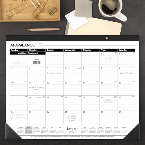 AT-A-GLANCE 2027 Desk Pad Calendar Pack of 1, Monthly Wall & Desktop Planner, 21.75" x 17"