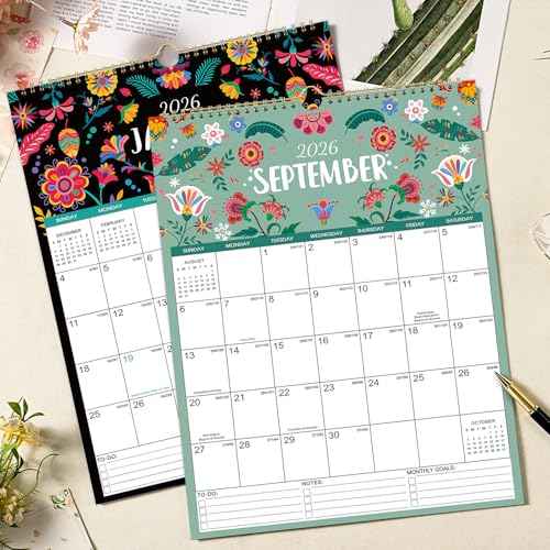 2026 Calendar - JAN 2026 - DEC 2026, Wall Calendar, 12 Monthly, Calendar 2026, 14.6" x 11.4", Wall Calendar 2026 with Twin-Wire Binding + Hanging Hook + Julian Dates, Calendar for Organizing