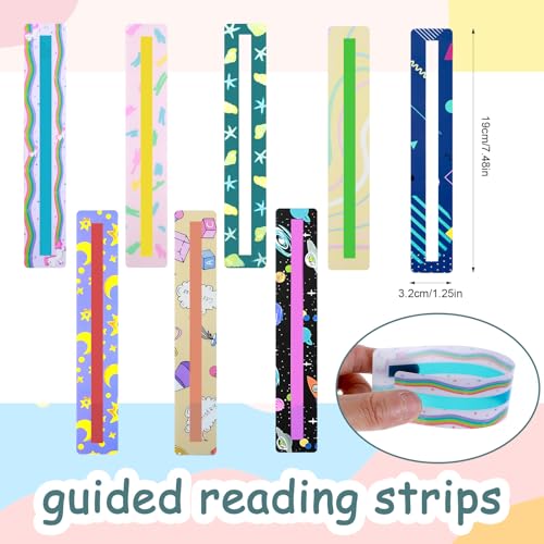 8PCS Kids Reading Guide Strips for Dyslexia Classroom Supplies Highlighter Trackers