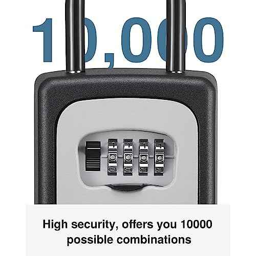 Puroma Lock Box, Large Key Lock Box Resettable Combination Code Lockbox, Portable Wall Mount Lockbox Security Safe Box for Outside Outdoor Home Office Door Handle House Key, Gray (2 Pack)