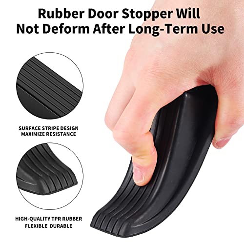 Black 2-Pack Heavy Duty Rubber Door Stoppers for Bottom of Doors, Non-Slip Wedge