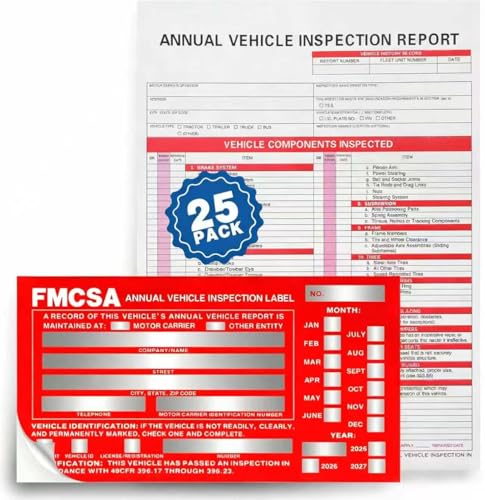 25pc 3-Ply Carbonless Vehicle Inspection Forms & Aluminum Stickers, 8.5x11.75