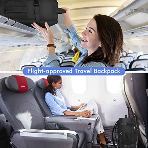 Travel Laptop Backpack Carry On Backpack for Men Women Flight Approved College School Computer Bag for Business Hiking Personal Item Backpack Fits 17.3 Inch Notebook Black