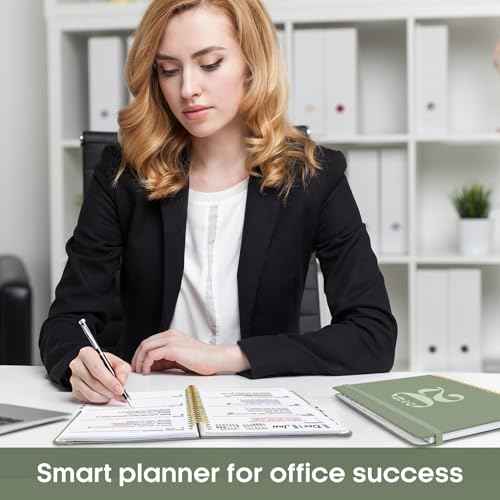 2026 Planner, Weekly and Monthly Calender Planner, Jan 2026 to Dec 2026, Hardcover 2026 Calendar Planner Book with Tabs & Inner Pocket, Office Home School Supplies for Women & Men - A5 (6.3" x 8.5"), Green