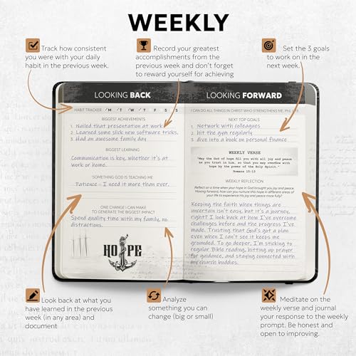 Prazoli Christian Bible Prayer Journal For MEN 9-Month Refill - Study Scripture Notebook & Planner Daily Devotional Undated | Religious Jesus Faith Gifts for Graduation, Pastor Baptism & Church