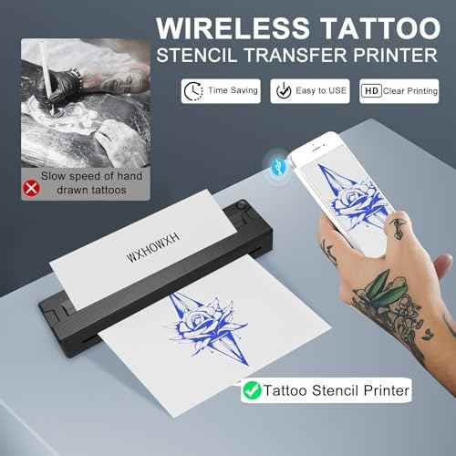 300 DPI Tattoo Stencil Printer Machine for Tattoo Artists&Beginners,termocopiadora Tattoo with 3pcs of Tattoo Transfer Paper,Portable Bluetooth Wireless Printer Compatible with Phone&PC