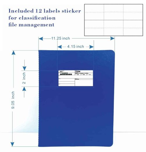 ESKEAR Fiberboard Binder, 8.5 Inch Centers, 3 Inch Capacity, Letter Size, for Pressboard Report Cover,12 per Box (Blue)