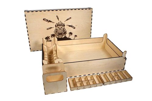The Broken Token Fireball Island Compatible Game Crate - Wooden Storage Box with Multiple Trays