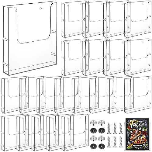 Wesiti Acrylic Brochure Holder 8.5 x 11 Inches Wall Mount Flyer Holder Plastic Slat Wall Display Single Pocket Box for Magazines Poster Papers Files Menu Pamphlet Literature Documents (6)