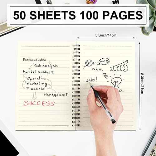 Yahenda Spiral Notebook Bulk A5 Journal Lined 8.3'' x 5.5'' Writing Composition Paper Small Notepad Subject Notebook for Students Office Business Back to School Supplies(Black Color,18 Pcs)