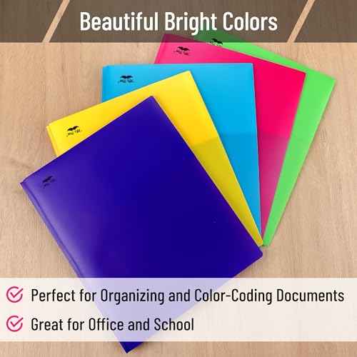Mr. Pen- Plastic Folders with Pockets and Prongs, 5 Pack, Letter Size, Flexible Plastic Folders with Prongs