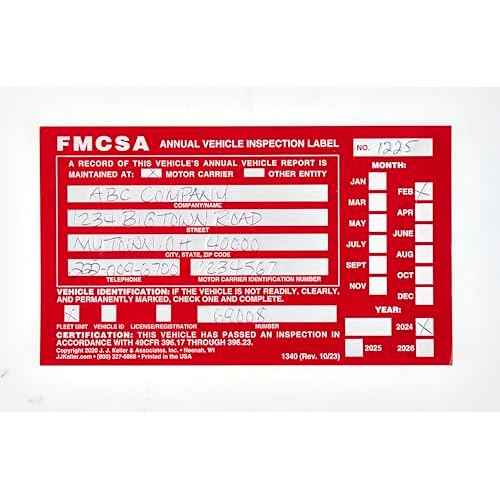 J. J. Keller 20-Pack, Aluminum Annual Vehicle Inspection Label with Punch Boxes, Red FMCSA Label, DOT Compliant