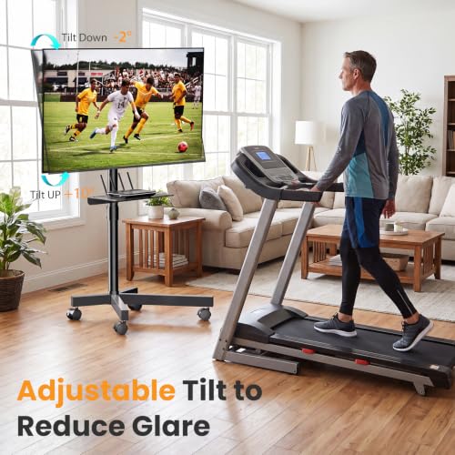 Newbulig Rolling TV Stand with Wheels for 23-60 Inch TV - Black