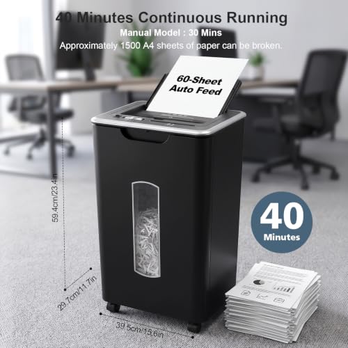 Wingwise 60-Sheet Auto Feed Cross-Cut Paper Shredder for Home Office Security
